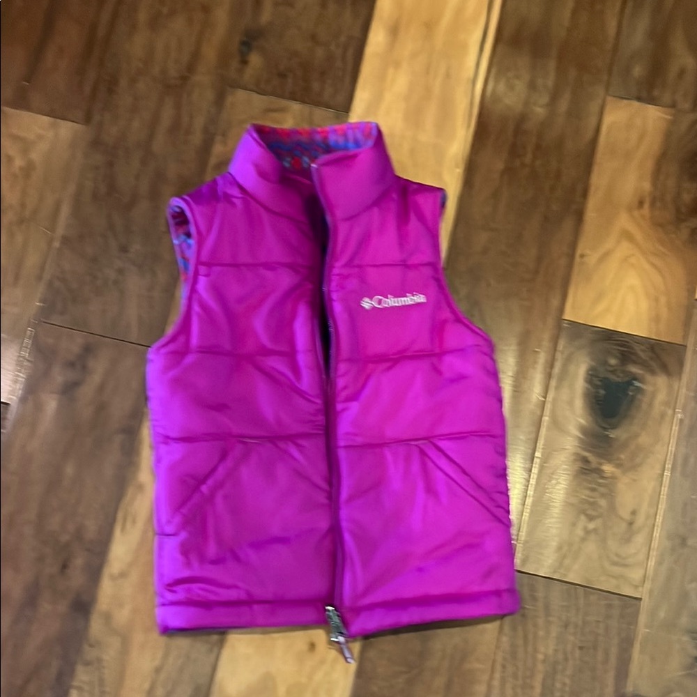 Columbia Kids' Pink Puffer Vest reversible